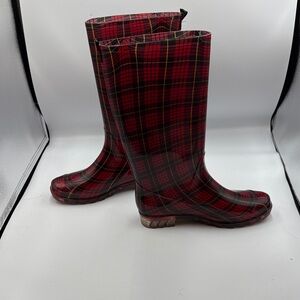 Stylish Plaid Women's Rain Boots